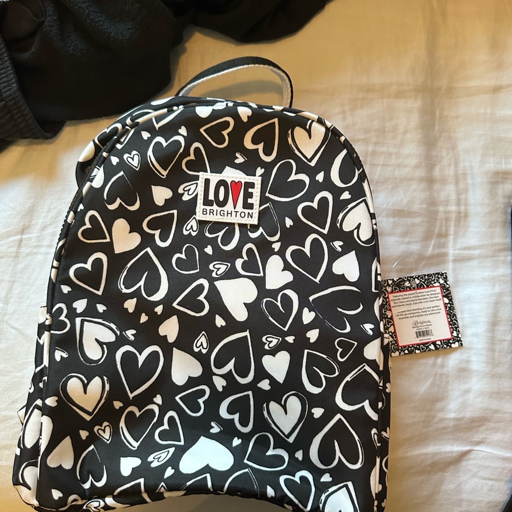 Brighton Black and White Heart Pattern Backpack